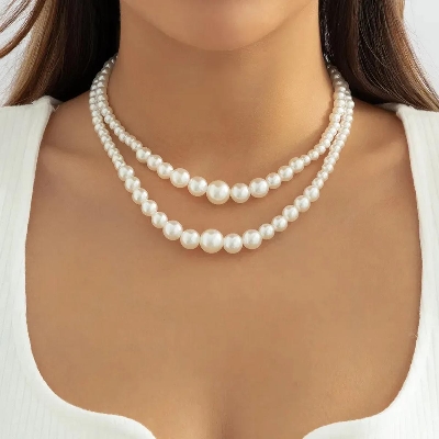Picture of Superlative Indispensable -Upscale Living -2 Layer Pearl Necklace Off White Tenoor Special - Multi