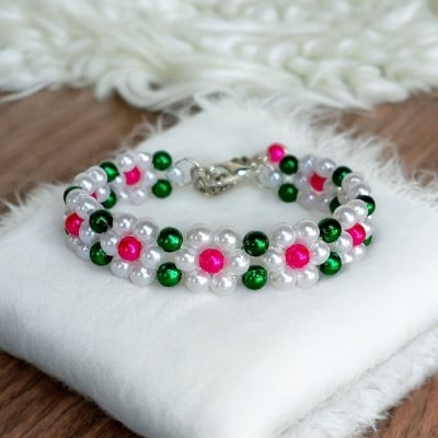 Picture of 6mm Color Pearl Bracelet decorative bracelet composed of green and pink beads charming eye-catching accessory Tenoor Special - Multi