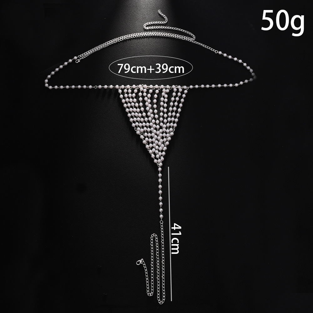 Picture of Pearl Chain Night Party Body Jewellery For Women Adult Girl - Off White
