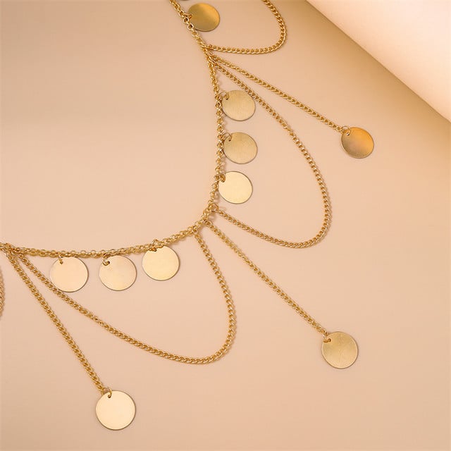 Picture of Women's Belly Waist Summer Beach Jewelry with a Fashion Gold Color Chain and a Simple Metal Waist Chain Body Chain - Gold