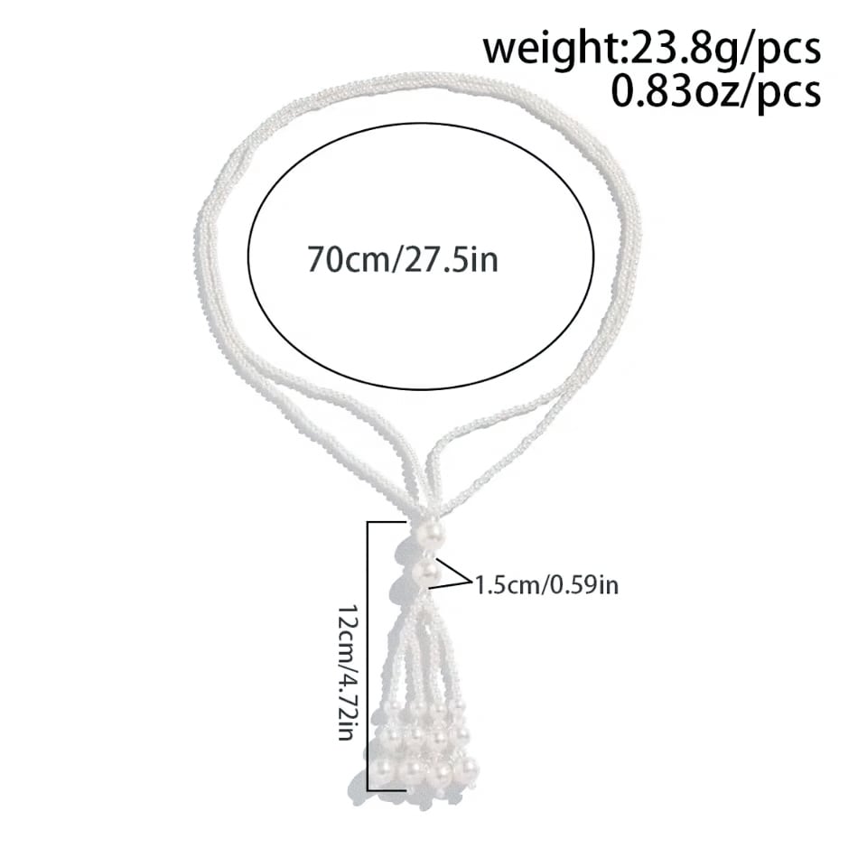 Picture of Retro Temperament Double-layer Imitation Pearl Beading Tassel Long Necklace for Women Fashion Clothing Accessories Jewelry Gift - Multicolor
