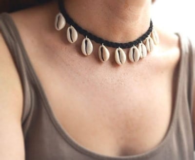 Picture of Shell Single layer Necklace For Adult Girl Wedding Jewellery - Black