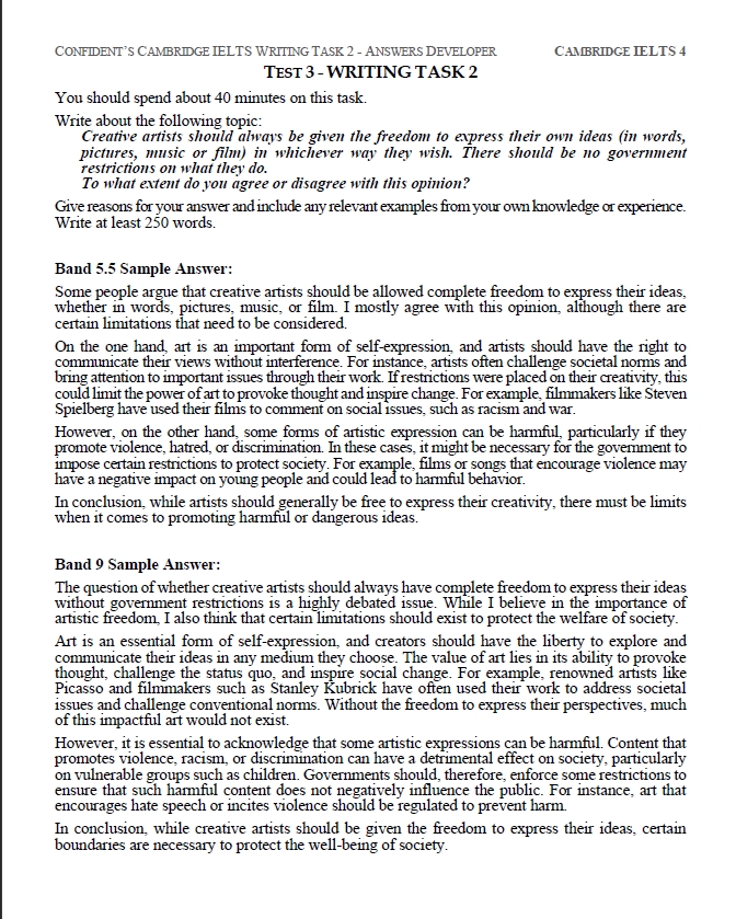Picture of CONFIDENT’S CAMBRIDGE IELTS WRITING TASK 2 ANSWERS DEVELOPER