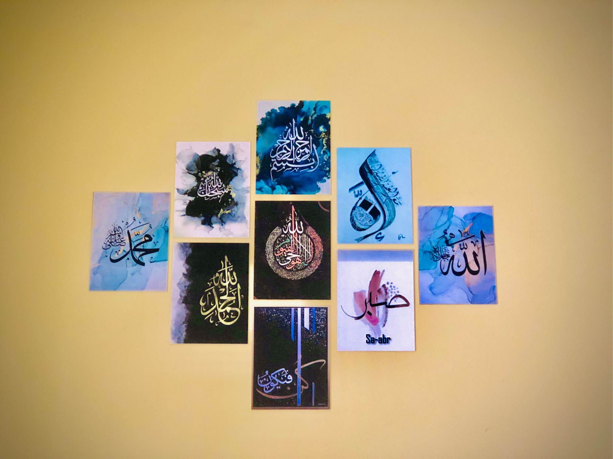 Picture of Home Decor 9pcs PVC calligraphy Wallboard for home Decoration Glittery