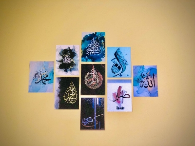 Picture of Home Decor 9pcs PVC calligraphy Wallboard for home Decoration Glittery