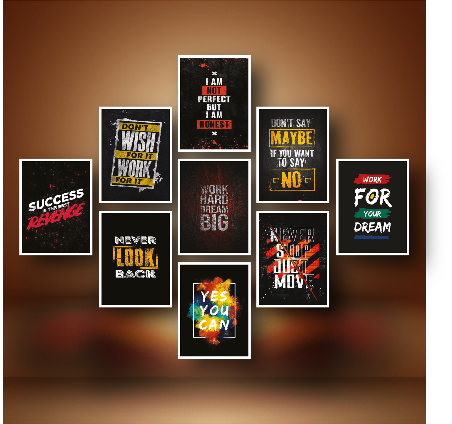 Picture of 9 pcs PVC Motivational English Wallboard for Home Decoration Multicolor