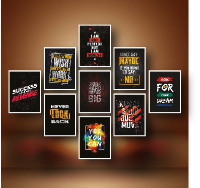 Picture of 9 pcs PVC Motivational English Wallboard for Home Decoration Multicolor