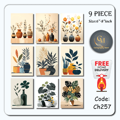 Picture of 9 pcs mind refreshing wallboard poster canvas for Home decoration Black