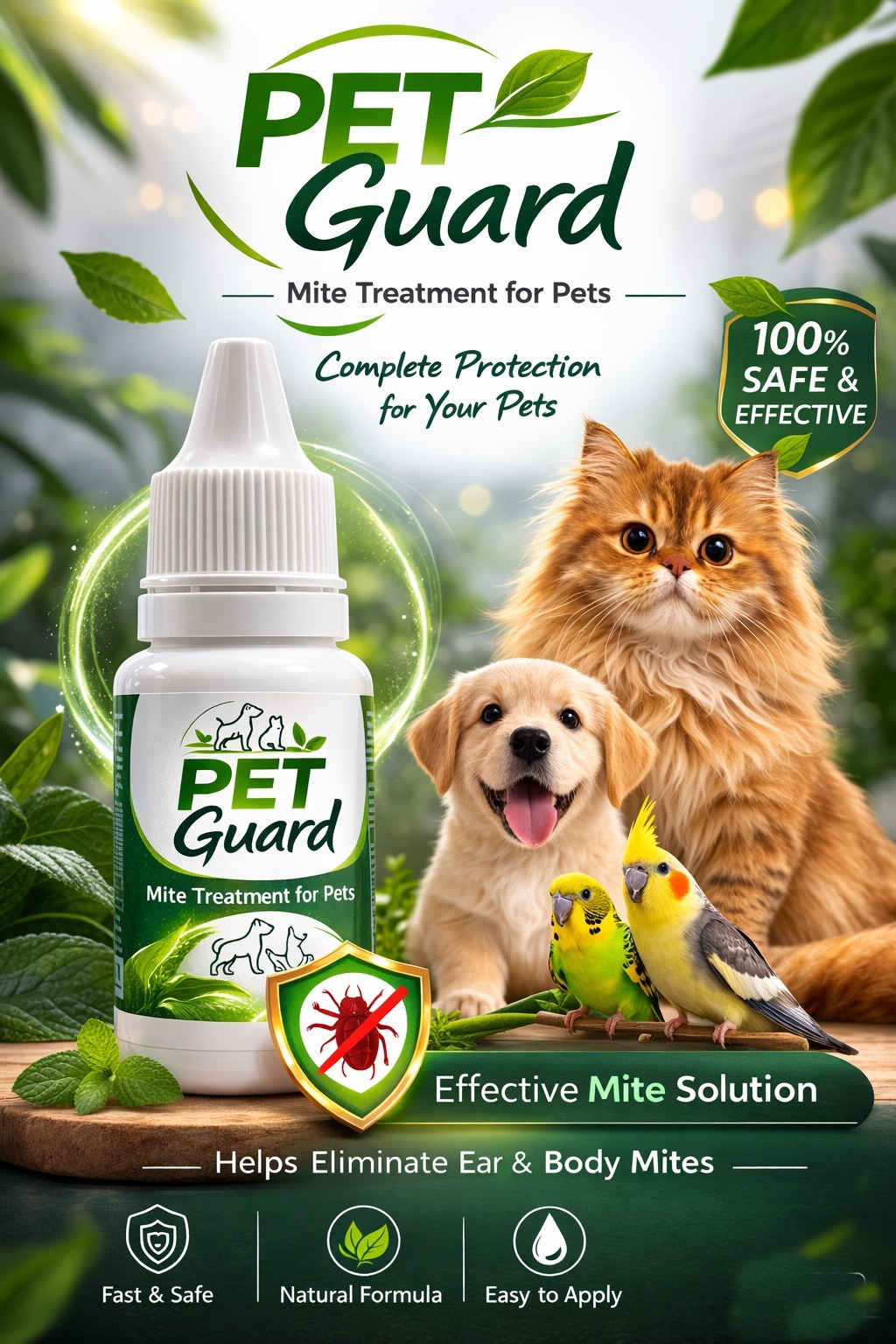 Picture of Pet Guard Mite Treatment for Cat, bird & Dogs 15ml Drop 100% Effective