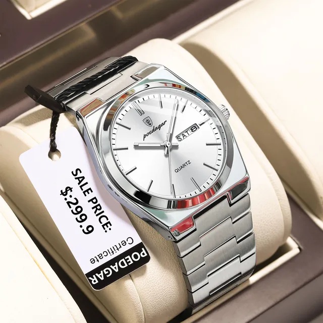 Picture of POEDAGAR 930 Luxury Day Date Stainless Steel  Watch for Men