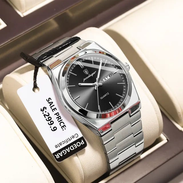 Picture of POEDAGAR 930 Luxury Day Date Stainless Steel  Watch for Men