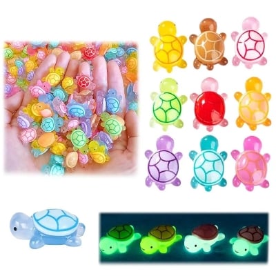 Picture of 5 Pcs Cute Luminous Turtle Mini Figurines, Tiny Glow in The Dark Tortoise Ornaments for Aquarium, Garden, Home(Multicolor)