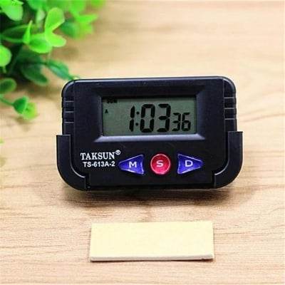 Picture of Taksun TS-613A-2 Car Dashboard Alarm Clock & Stopwatch – Black with Flexible Stand(Black)