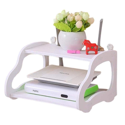 Picture of Wifi Router Stand Shelf Double Layer Wall Mounted Shelf Home decorator(White)