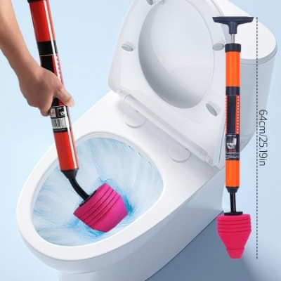 Picture of High Pressure Toilet Unblock One Shot, Upgraded Toilet Plunger Kits, High Pressure Air Drain Pipe Plunger, Drain Toilet Clog Remover for Sink Bathroom Kitchen Clogged Pipe (1PCS)