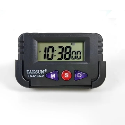 Picture of Taksun TS-613A-2 Car Dashboard Alarm Clock & Stopwatch – Black with Flexible Stand(Black)