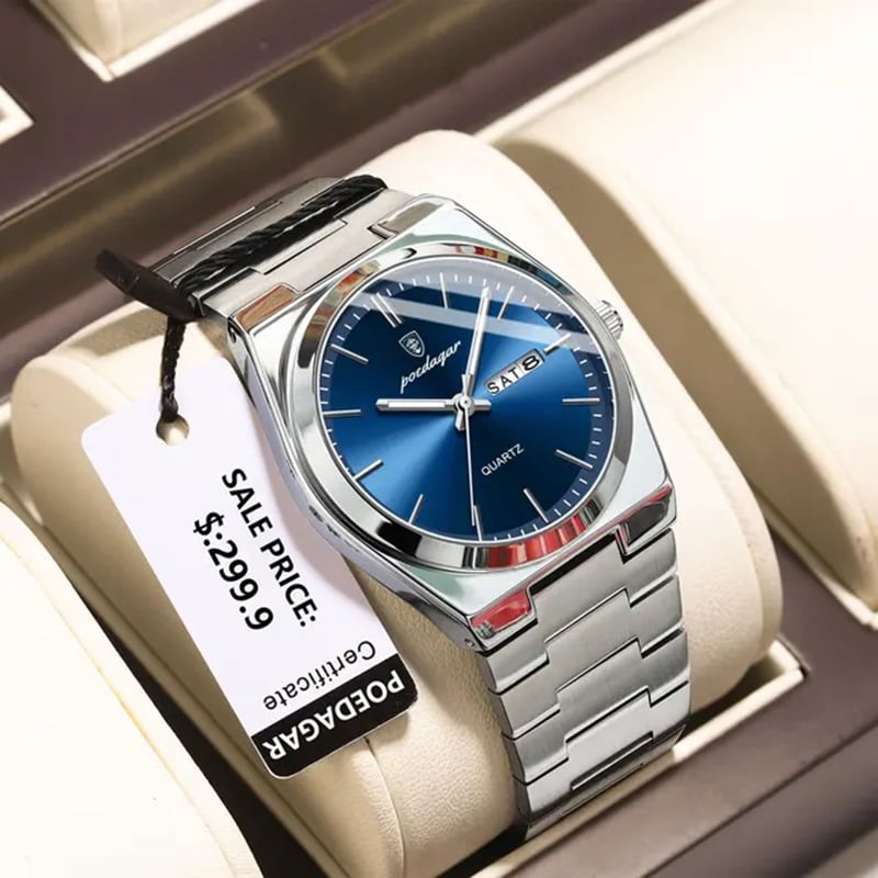 Picture of POEDAGAR 930 Luxury Day Date Stainless Steel  Watch for Men