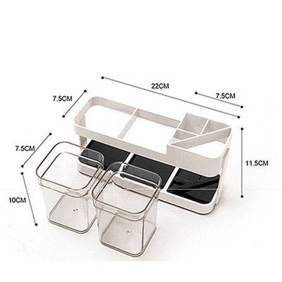 Picture of 2 CUPS With 1 TOOTHBRUSH HOLDER STAND TOOTHPASTE STORAGE RACK REMOVABEL STORAGE ORGANIZER