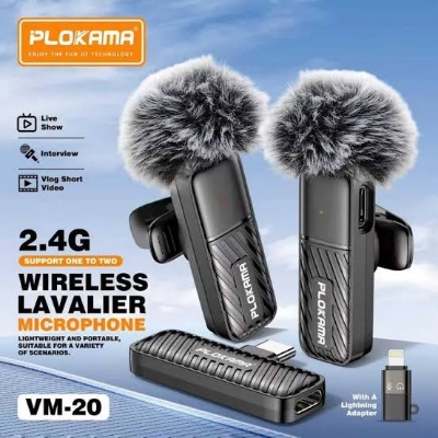 Picture of PLOKAMA VM20 Mic Wireless Clip-on Microphone Lavalier HP Plug & Play Dual Mic 