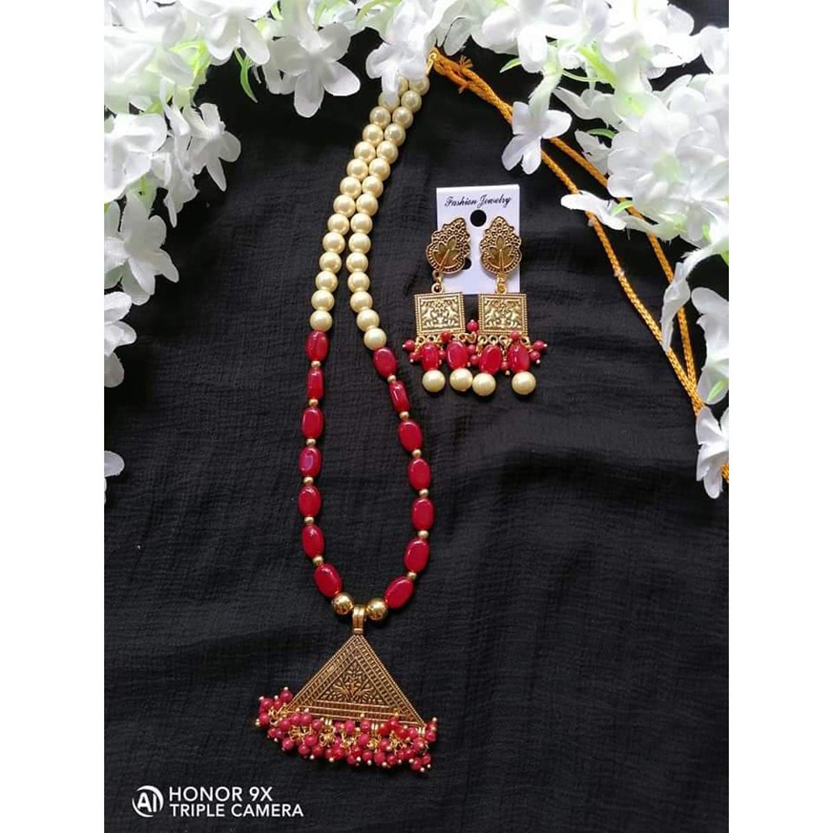Picture of Gorgeous Party Wear Antique Silver locket Pendant Necklace / Chain Necklace / Choker Necklace for Women / Jewelry set for women Necklace - Multicolor