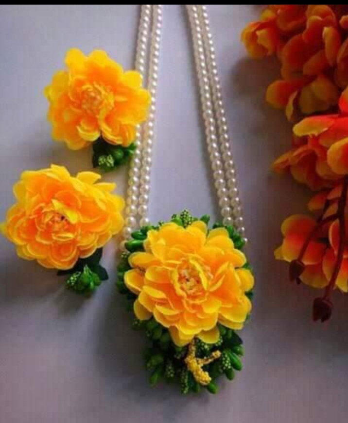 Picture of Artificial Flower Gorgeous Bridal Set-3 Piece set - Multicolor