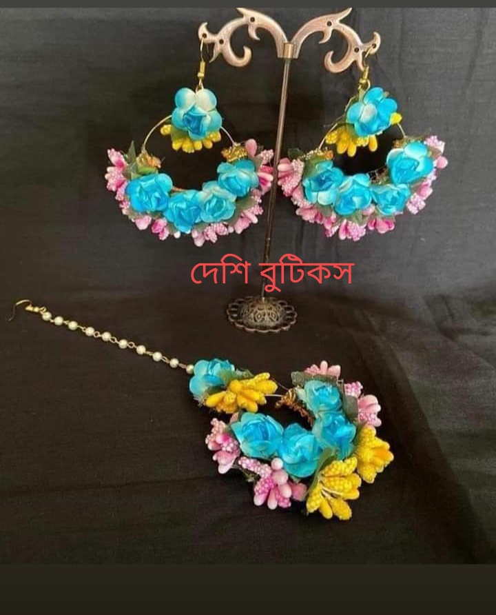 Picture of Artificial Flower Gorgeous Bridal Set3 Piece set - Multicolor