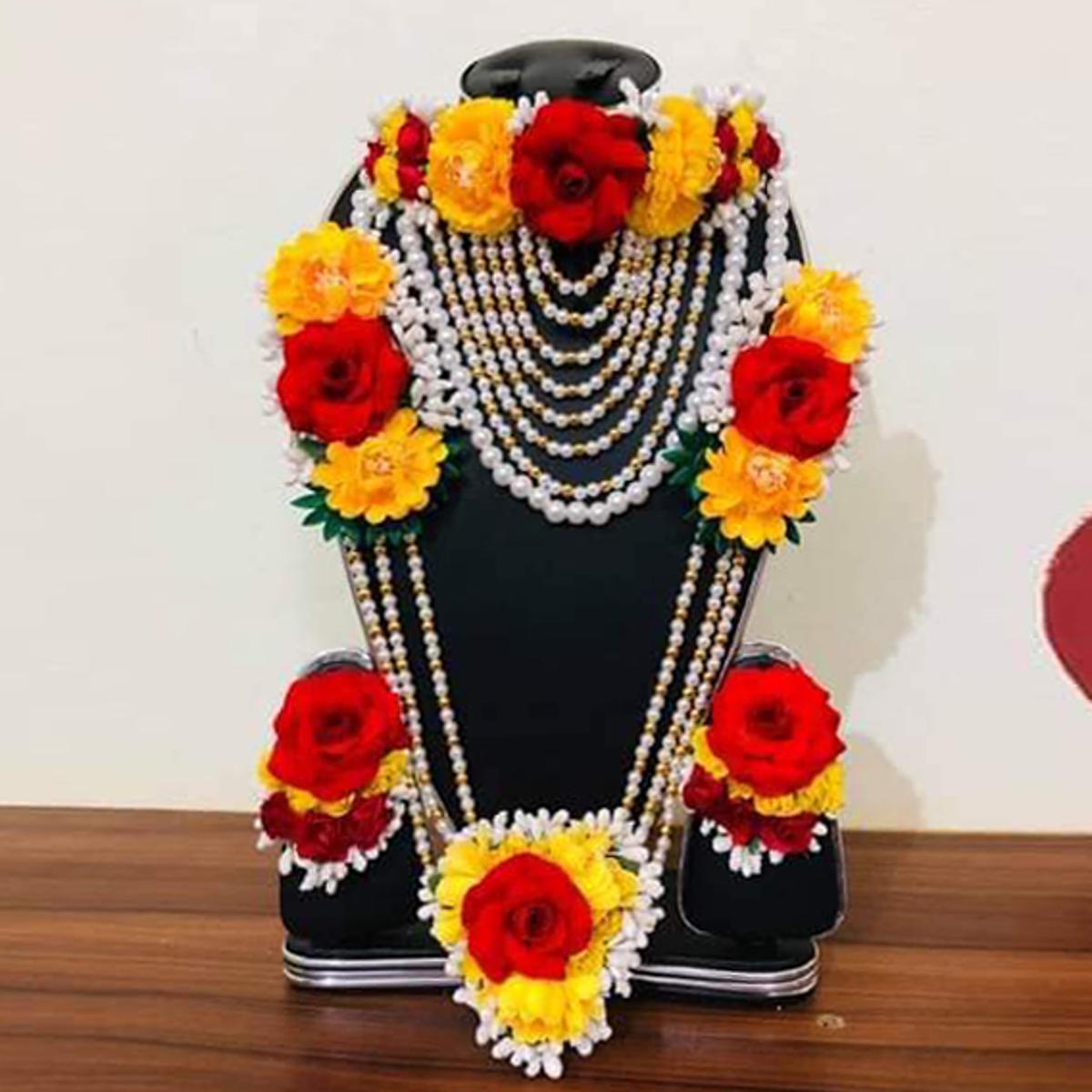 Picture of Artificial Flower Gorgeous Bridal Set 4 Piece set - Multicolor