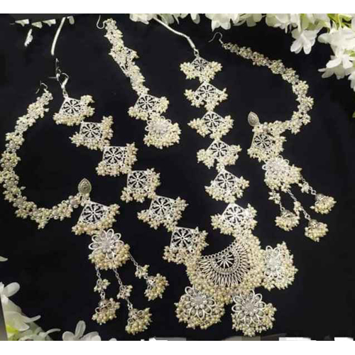 Picture of Gorgeous Party Wear Antique Silver locket Pendant Necklace / Chain Necklace / Choker Necklace for Women / Jewelry set for women Necklace - Multicolor