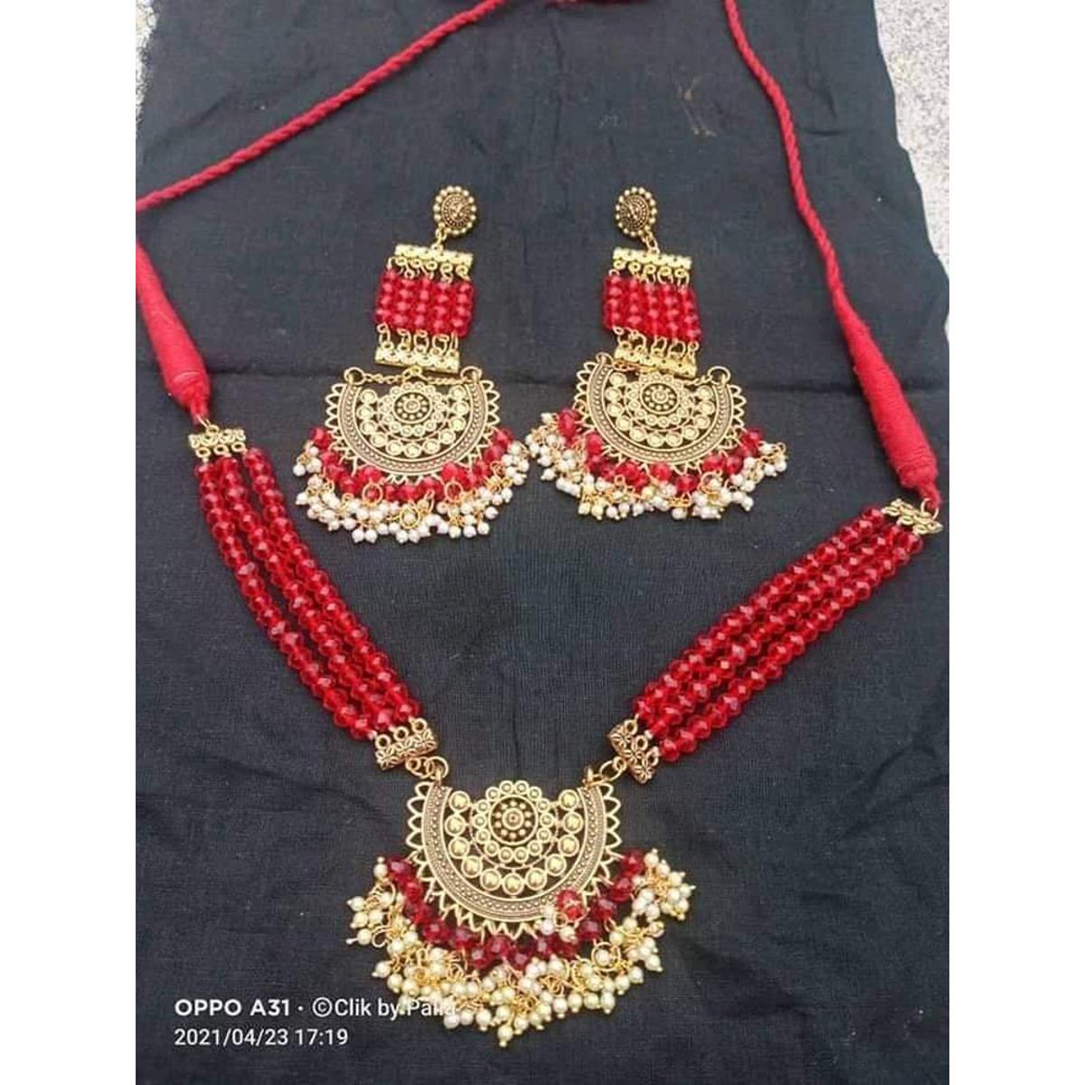 Picture of Gorgeous Party Wear Antique Silver locket Pendant Necklace / Chain Necklace / Choker Necklace for Women / Jewelry set for women Necklace - Multicolor