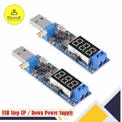 Picture of USB Step UP / Down HW-132 Buck Boost Adjustable Power Supply Module, Adjustable DC-DC 5V to 3.5V / 12V Boost Buck Converter Out DC 1.2V-24V Black