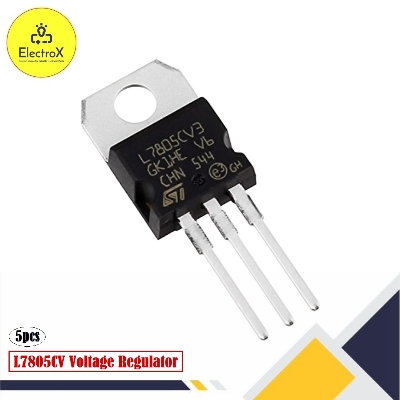 Picture of L7805CV (ST. ORIGINAL) TO-220 5 Volt 1.5 Amp Positive Voltage Regulator (5 Pieces) Black