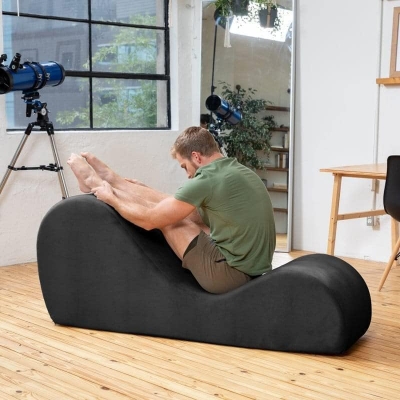 Picture of Yoga Chaise Lounge Chair for Stretching Relaxation Exercise, Ergonomic S Curved Chaise Lounge, Perfect gift for your special person or lovable friend.Full High-Density Foam Filled Yoga Chair for Indoor Living Room Bedroom Lounge, Black-Easy Clean