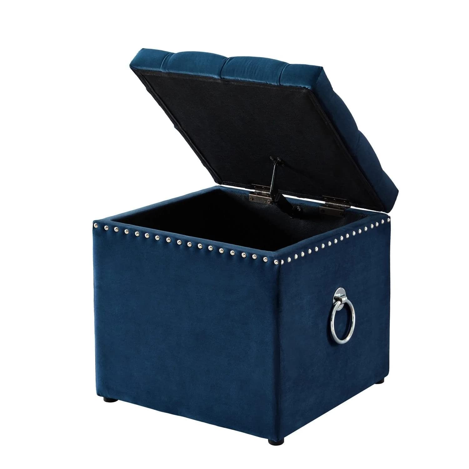 Picture of Square Sitting Sofa, Storage Stool Suitable for Bedroom, Living Room and Kitchen,Button Tufted Velvet Square Storage Ottoman with Handle for Living Room & Bedroom