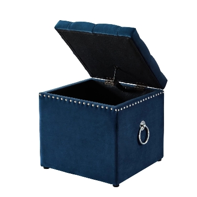 Picture of Square Sitting Sofa, Storage Stool Suitable for Bedroom, Living Room and Kitchen,Button Tufted Velvet Square Storage Ottoman with Handle for Living Room & Bedroom