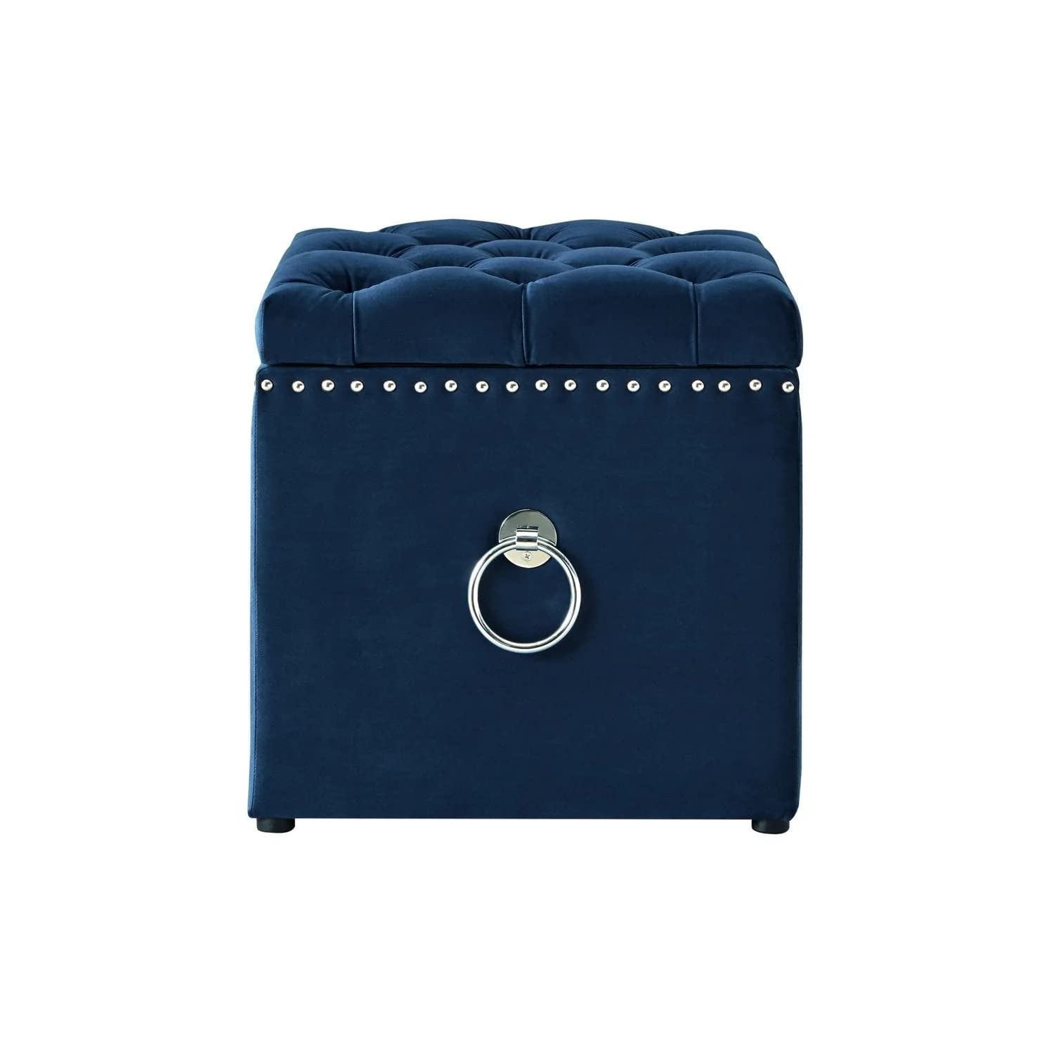 Picture of Square Sitting Sofa, Storage Stool Suitable for Bedroom, Living Room and Kitchen,Button Tufted Velvet Square Storage Ottoman with Handle for Living Room & Bedroom