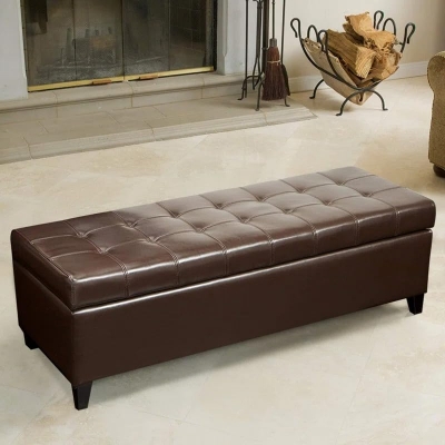 Picture of LEGACY OF COMFORT Nysir Upholstered Ottoman Bench with Clothes Storage for Living Room, Bedroom, Entryway 2 Seater Divan (Artificial Leather)