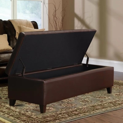 Picture of LEGACY OF COMFORT Nysir Upholstered Ottoman Bench with Clothes Storage for Living Room, Bedroom, Entryway 2 Seater Divan (Artificial Leather)