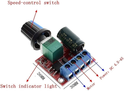 Picture of High-Quality 5V-28V 12V 24V 5A PWM DC Motor Speed Control Switch Controller Volt Regulator LED Dimmer Tool Professional - DC Motor Speed Control(Red)
