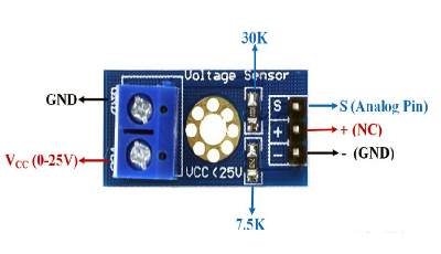 Picture of DC 0-25V Mini Voltage Detection Sensor Module For Arduino(Blue)