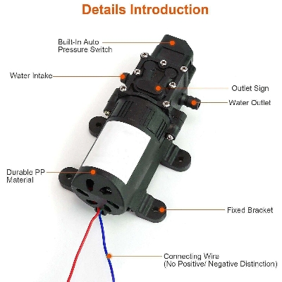 Picture of DC 12V 3A High Pressure Diaphragm Water Self Priming Pump 4 L/Min()