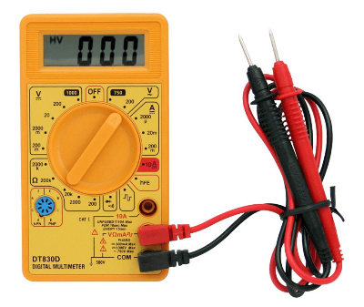 Picture of DT830D DT-830D 830D Mini Digital Multimeter Voltmeter Voltage Ammeter Ampere Ohm Meter Test Probe DC AC LCD Display AC 750V DC 1000V Buzzer Overload Protection Square Wave Output Digital Multimeter(Yellow)