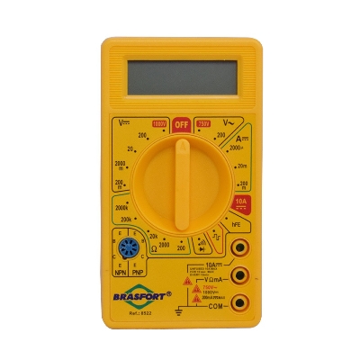 Picture of DT830D DT-830D 830D Mini Digital Multimeter Voltmeter Voltage Ammeter Ampere Ohm Meter Test Probe DC AC LCD Display AC 750V DC 1000V Buzzer Overload Protection Square Wave Output Digital Multimeter(Yellow)