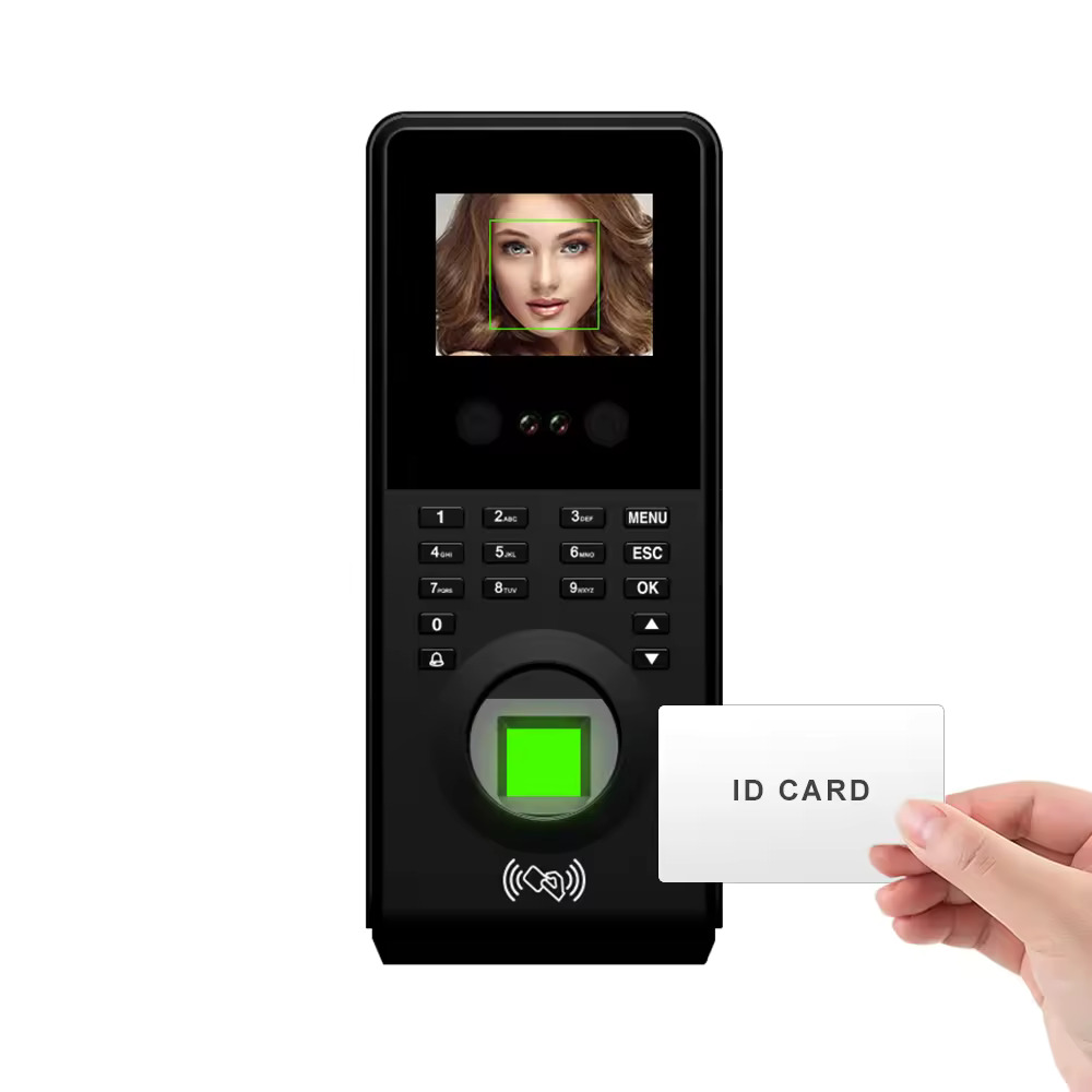 Picture of WiFi Attendance System Machine with Facial Recognition Fingerprint Scanner and 13.5 MHz NFC Card Scanner 12V DC with Paid Cloud platform and sms alert compatible(Black)