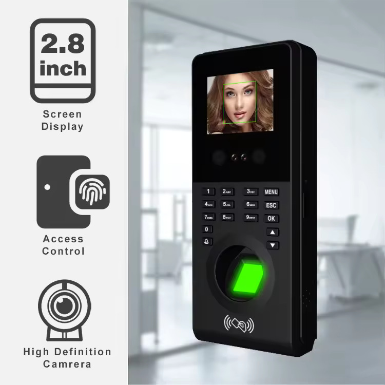 Picture of WiFi Attendance System Machine with Facial Recognition Fingerprint Scanner and 13.5 MHz NFC Card Scanner 12V DC with Paid Cloud platform and sms alert compatible(Black)