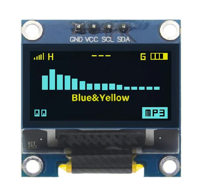 Picture of 0.96 Inch OLED Module 12864 128x64 Yellow Blue SSD1306 Driver I2C Serial Self-Luminous Display Board for Arduino Raspberry Pi Pico and Diy projects(Black)