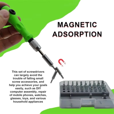Picture of 32pcs interchangeable mini screwdriver set with extension arm portable pc repair kit(Green)
