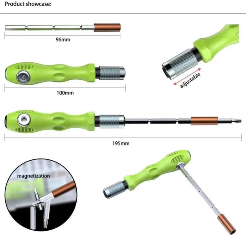 Picture of 32pcs interchangeable mini screwdriver set with extension arm portable pc repair kit(Green)