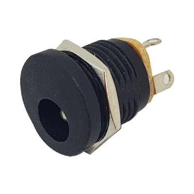Picture of Female DC jack connector 5.5x2.1mm Threaded-2 pcs(Black)