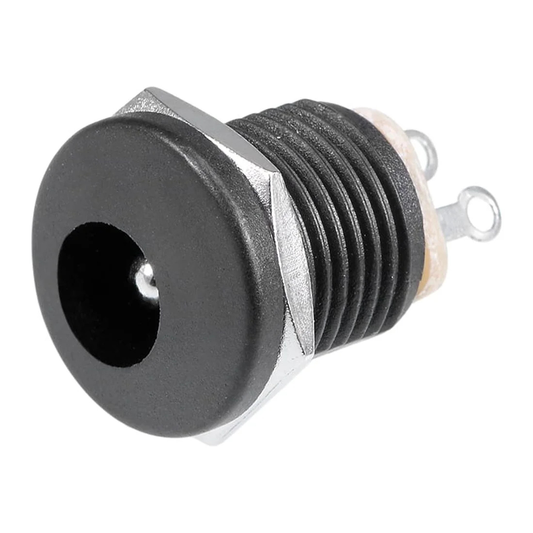 Picture of Female DC jack connector 5.5x2.1mm Threaded-2 pcs(Black)