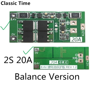 Picture of 2S 20A 7.4V 8.4V 18650 Li-ion Lithium protection board/BMS board Balanced(Green)